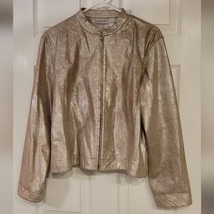 Stunning Chico's Metalic Gold Leather Jacket